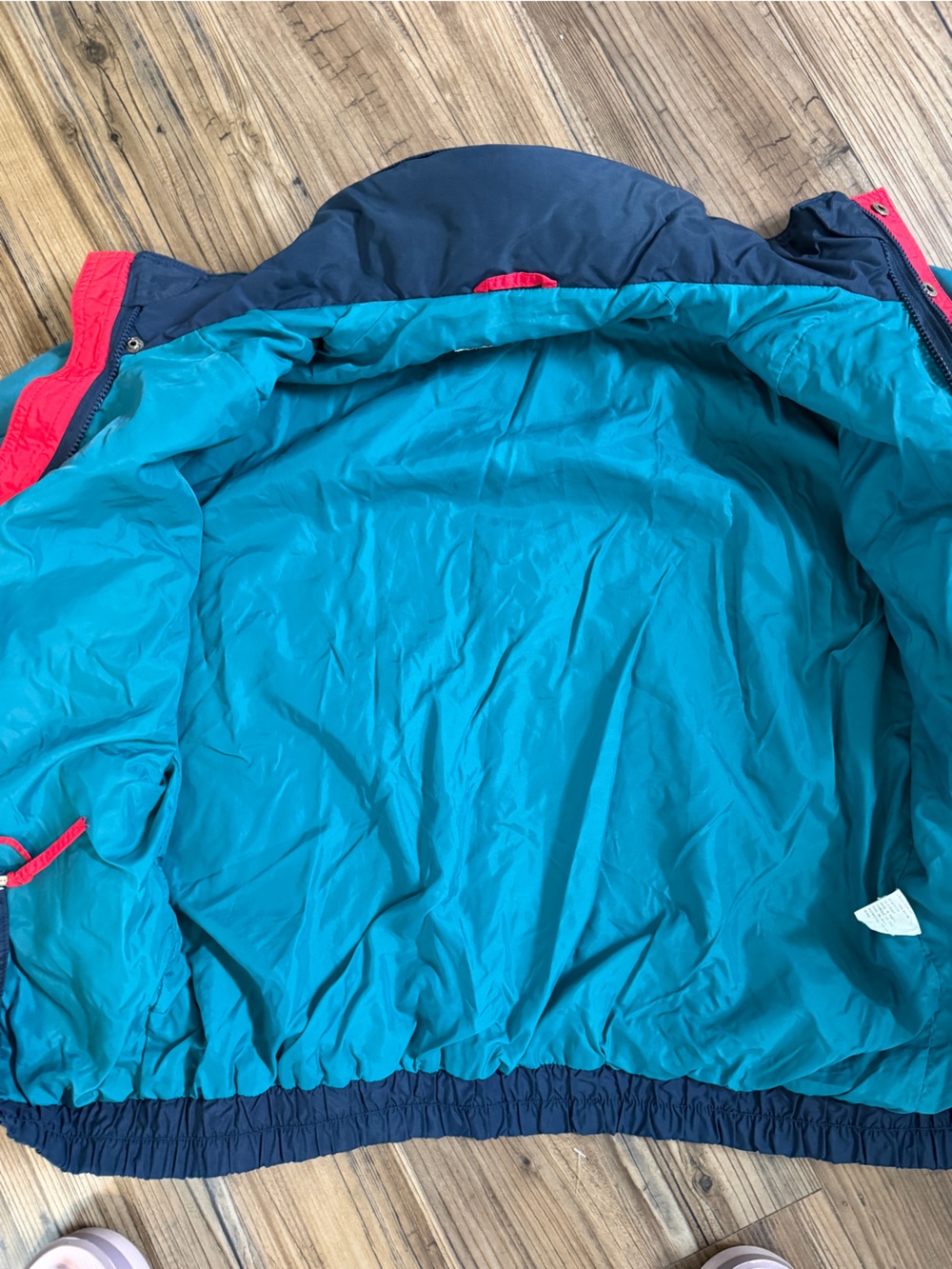 Columbia Men's Navy and Teal Lightweight Jacket 90s Vintage! Great shape - Picture 5 of 7